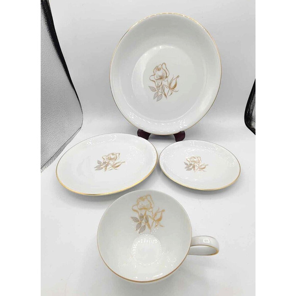 KPM Krister China Germany Gold Rose Design. 4-Piece Set. Choice of quantity. - Picture 3 of 16